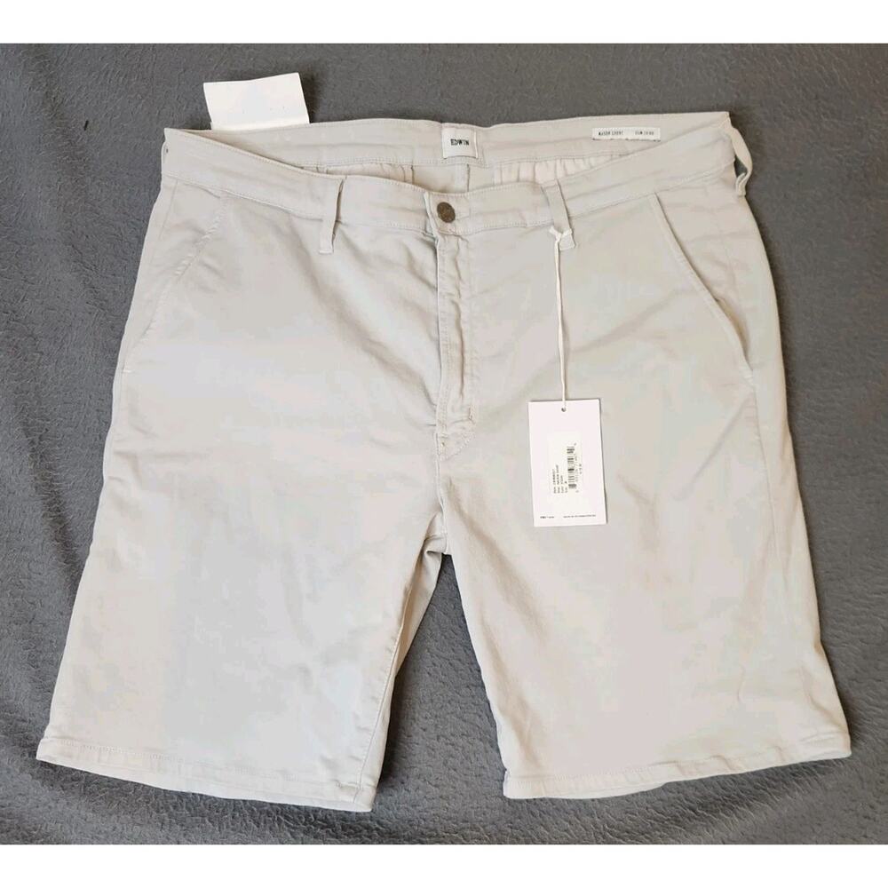NWT‎ (118$) EDWIN Endurance Mason Short Slim Chino in Stone Gray Sz 36 NWT